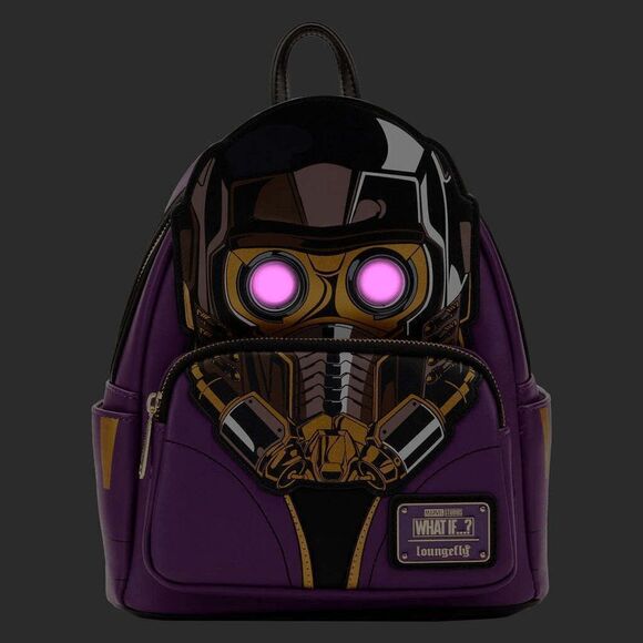 Loungefly Marvel WHAT IF Star Lord T'Challa NYCC Mini Backpack NWT Eyes Glow - Picture 2 of 6